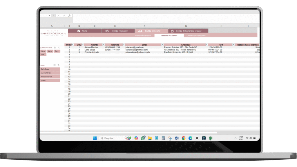 CADASTRO DE CLIENTES
