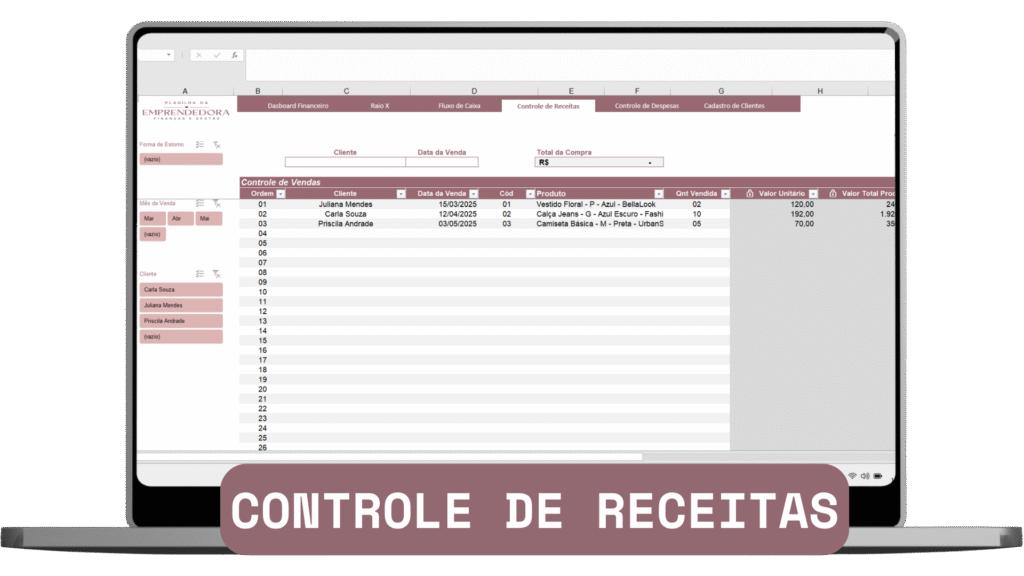aba onde você registra todas as suas vendas e controle todo o seu fiado