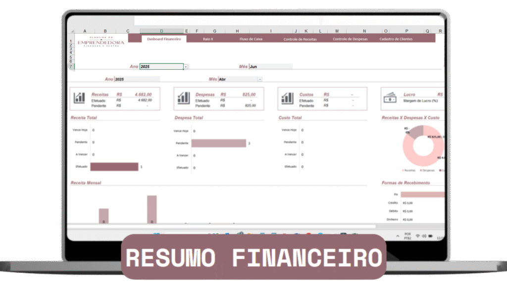 Aba automática que mostra todo o seu resumo financeiro